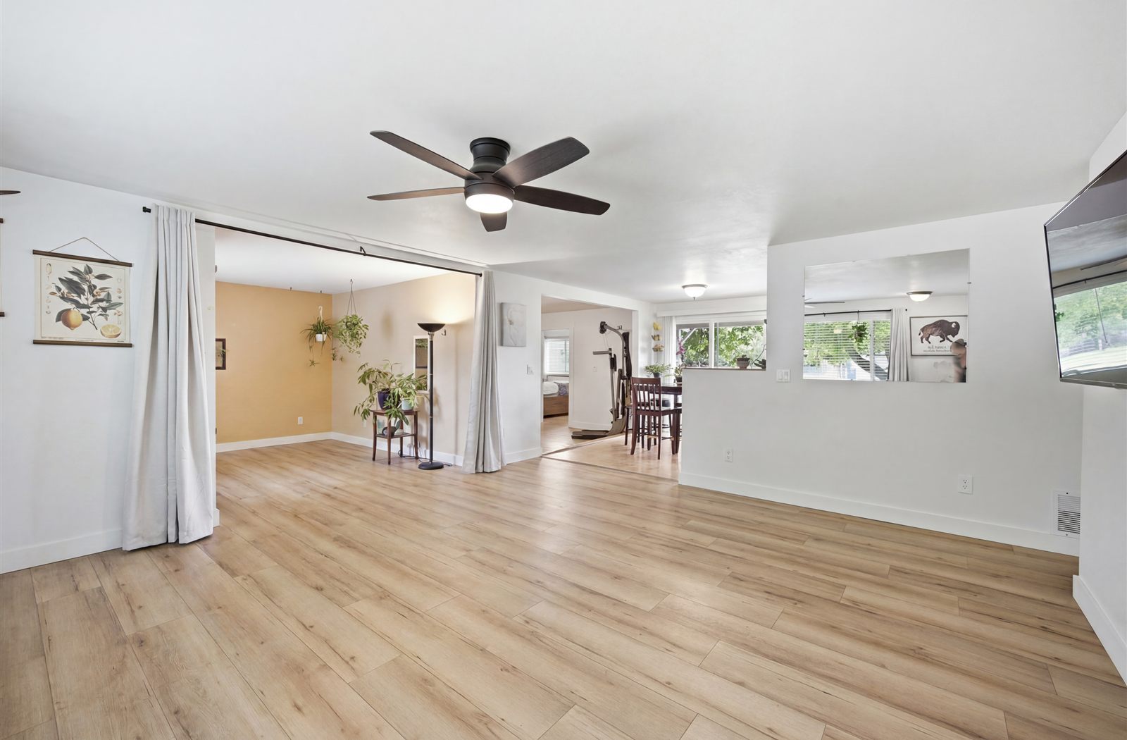 Missoula family room with furniture digitally removed to show the open space