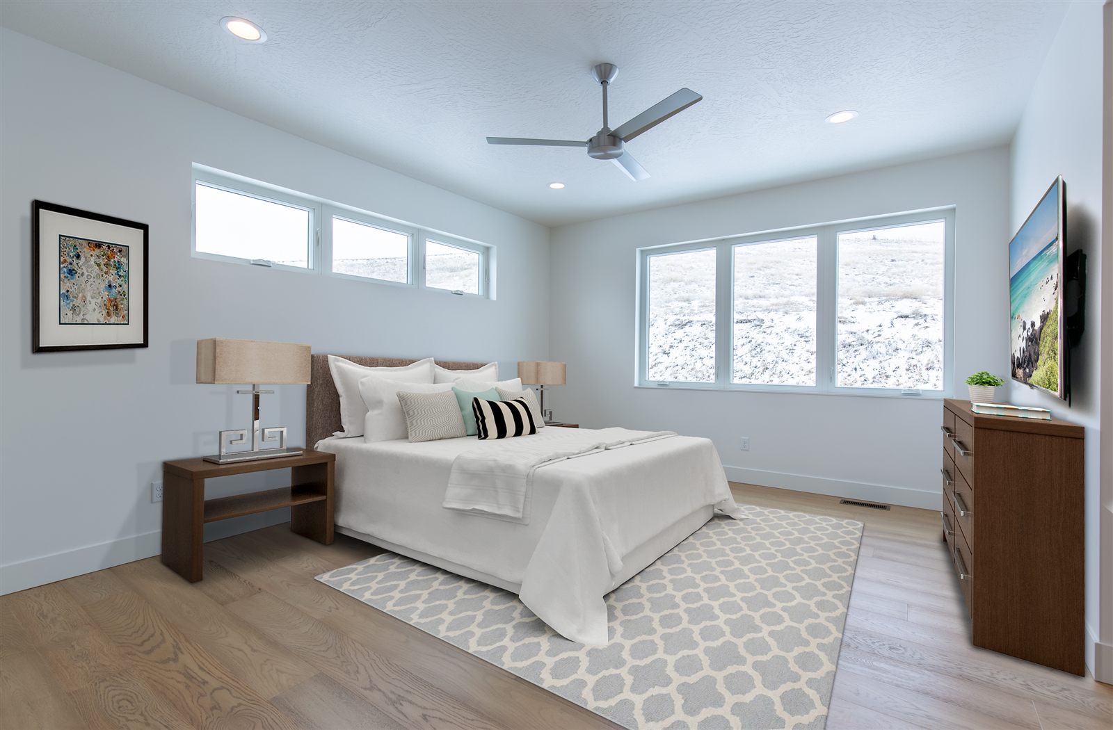 Vacant Missoula primary bedroom virtually staged by PMZ Photography